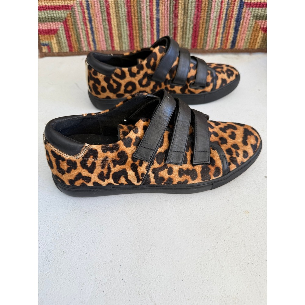 Kenneth Cole‎ Kingvel Leopard Hair Calf Triple Strap Sneakers Womens 8M Black